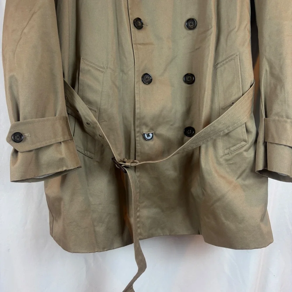 Banana Republic Mens Khaki Double Breasted Trench Coat Removable Liner SPR14 XL